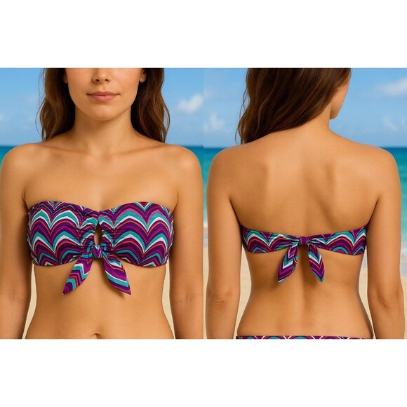 Apt. 9 Multicolor Geometric Bandeau Bikini Top Size 10 - Picture 1 of 7